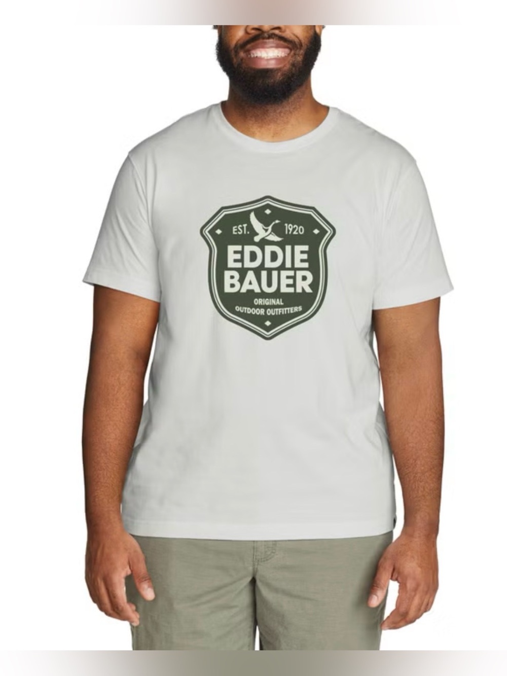 NWT Eddie Bauer White Short-Sleeve Logo Tee XL